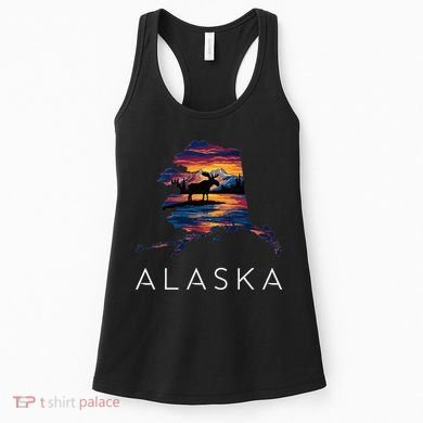 Alaskan Moose Animal Alaska Map Women's Tank Top