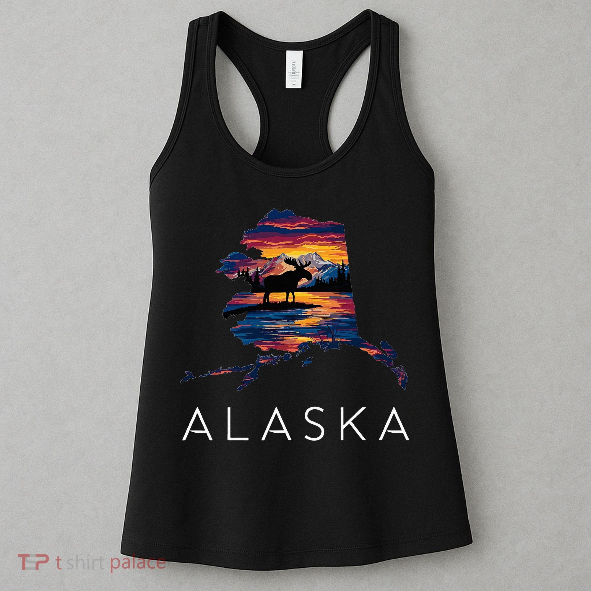 Alaskan Moose Animal Alaska Map Women's Tank Top