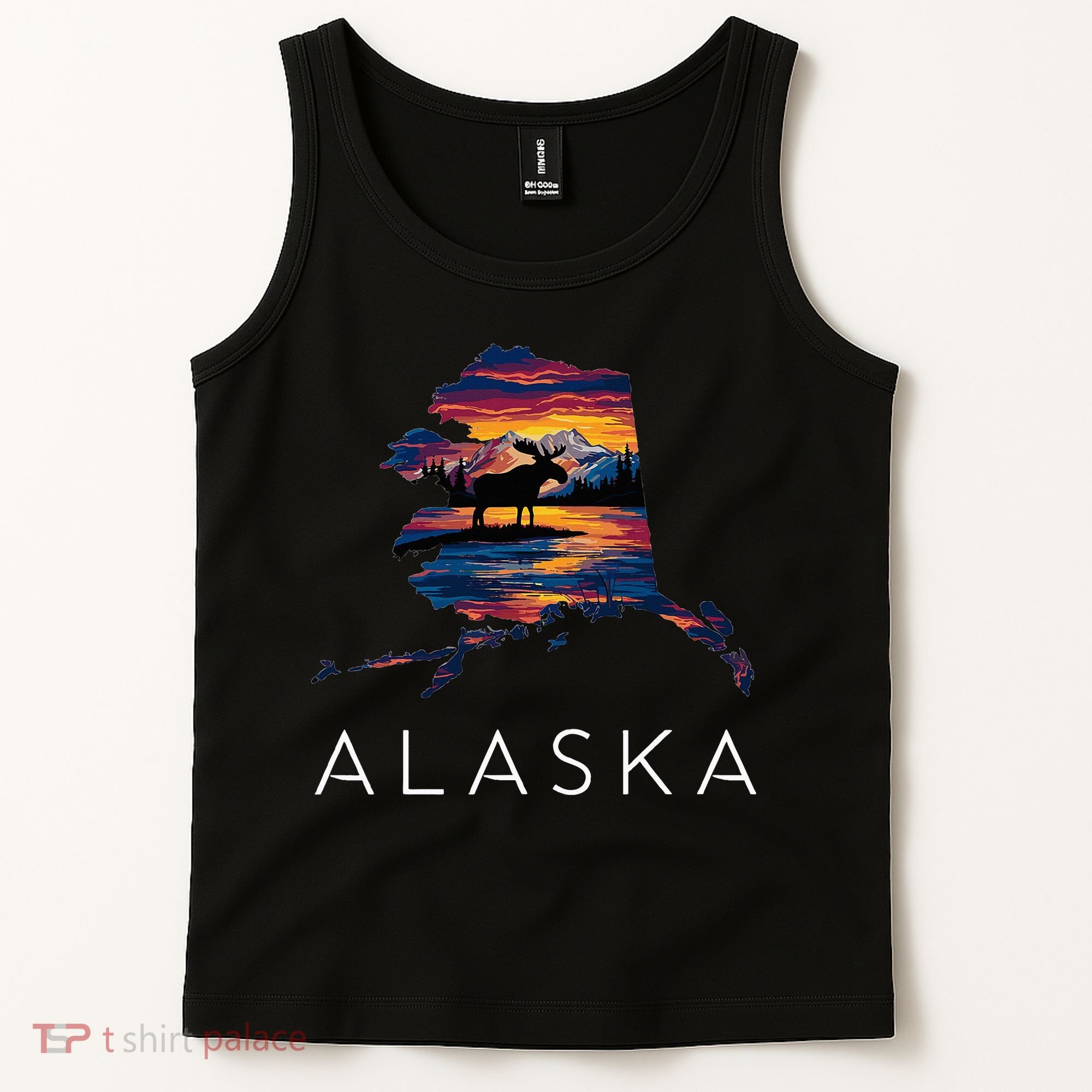 Alaskan Moose Animal Alaska Map Tank Top