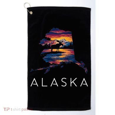 Alaskan Moose Animal Alaska Map Golf Towel