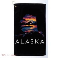 Alaskan Moose Animal Alaska Map Golf Towel thumb 0