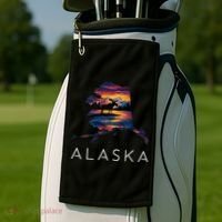 Alaskan Moose Animal Alaska Map Golf Towel thumb 2