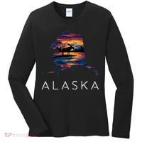 Alaskan Moose Animal Alaska Map Women's Long Sleeve Shirt thumb 0