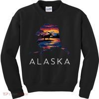 Alaskan Moose Animal Alaska Map Kids Sweatshirt thumb 0