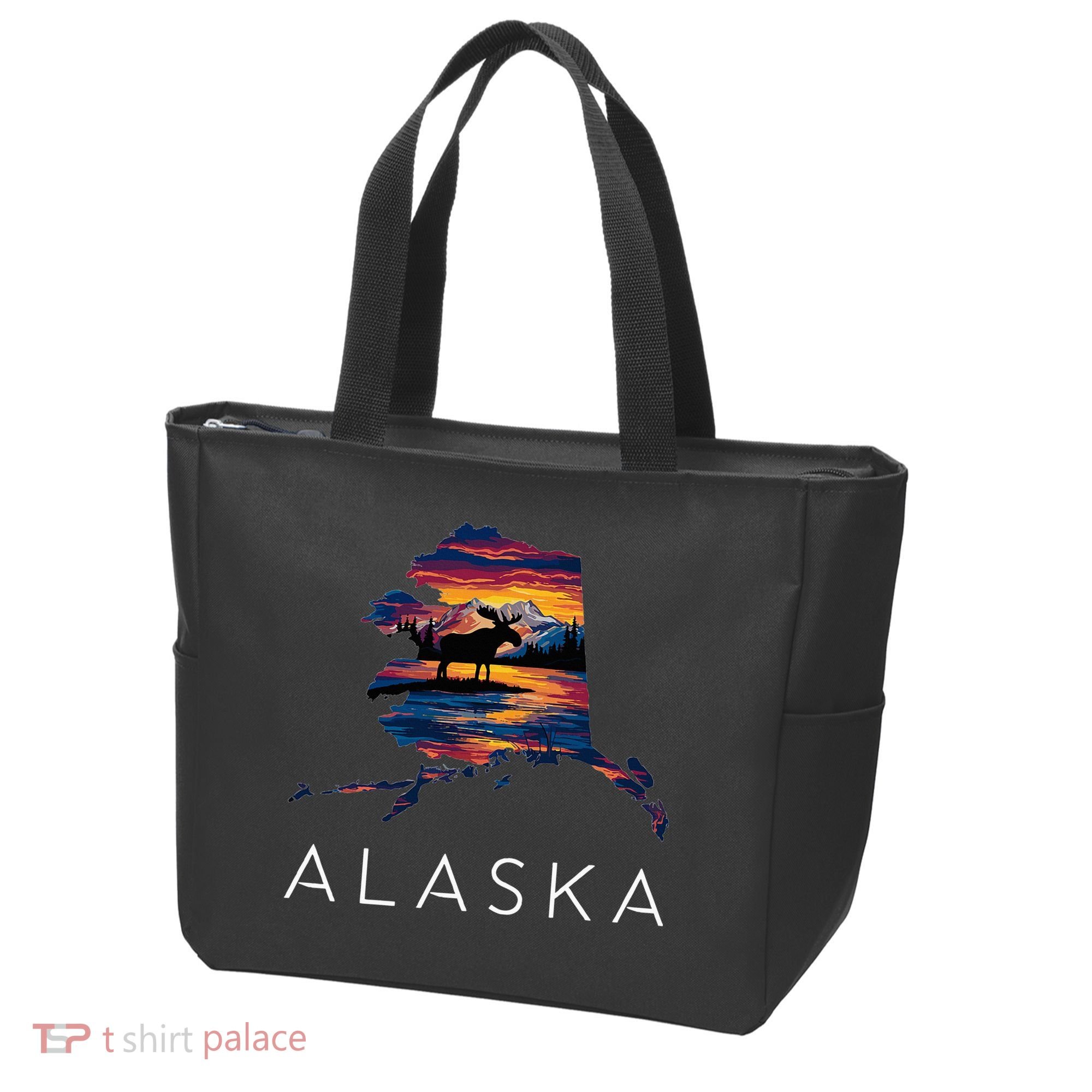 Alaskan Moose Animal Alaska Map Tote Bag