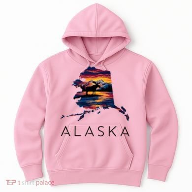 Alaskan Moose Animal Alaska Map Hoodie