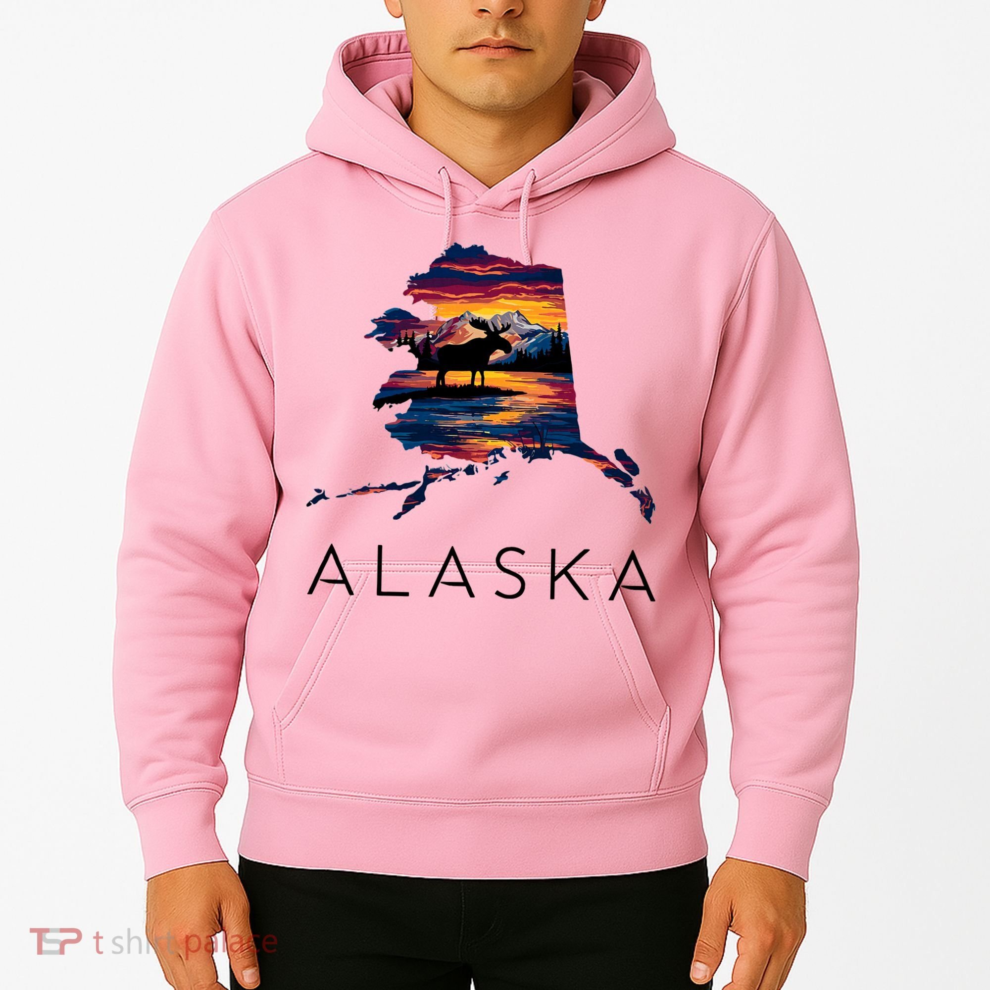 Alaskan Moose Animal Alaska Map Hoodie