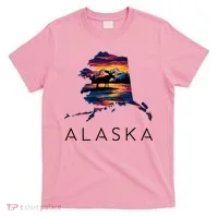 Alaskan Moose Animal Alaska Map T-Shirt thumb 0