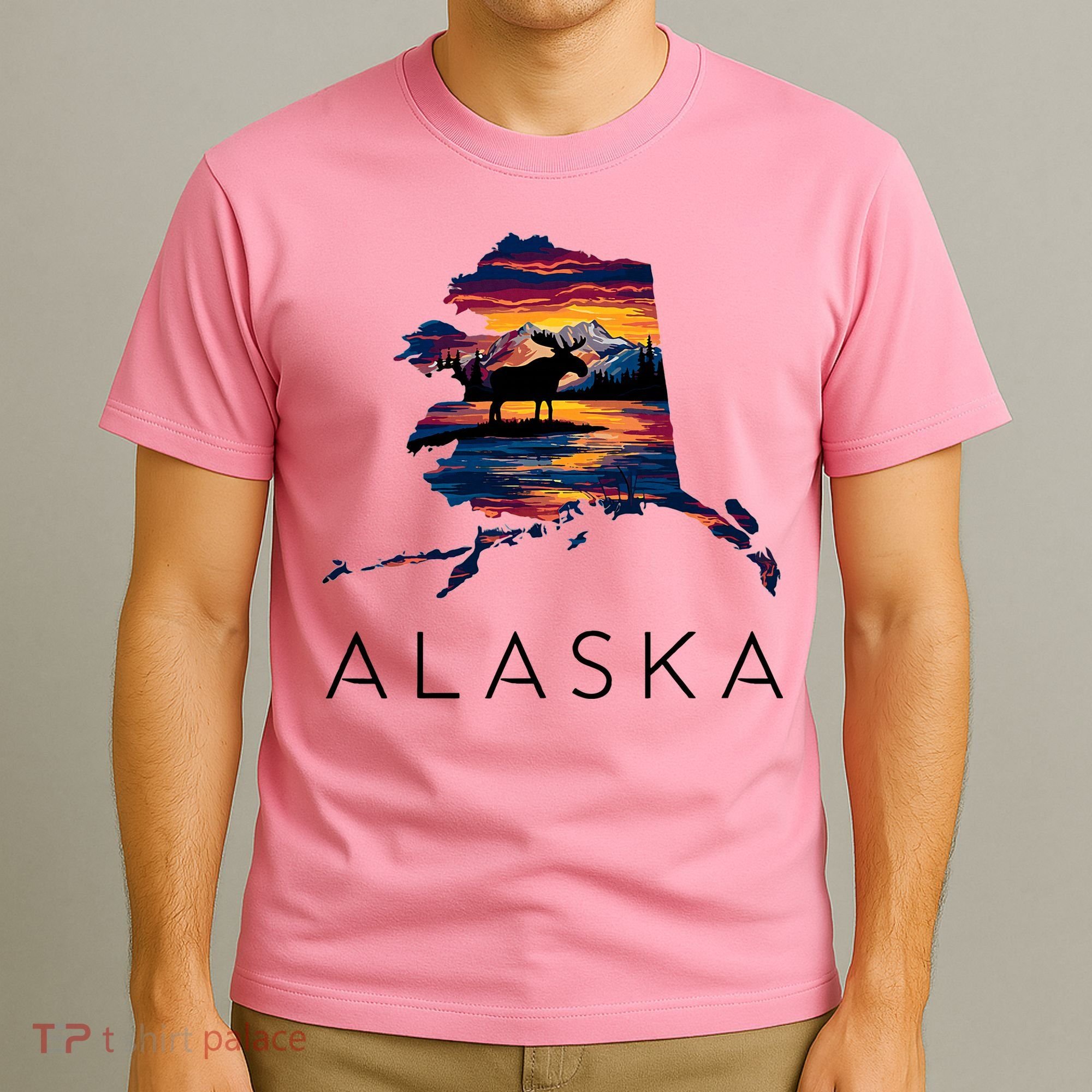 Alaskan Moose Animal Alaska Map T-Shirt