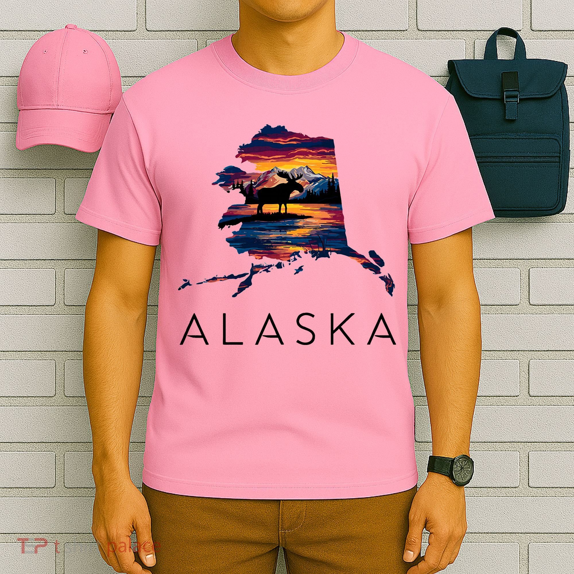 Alaskan Moose Animal Alaska Map T-Shirt
