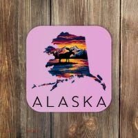 Alaskan Moose Animal Alaska Map Coaster thumb 0