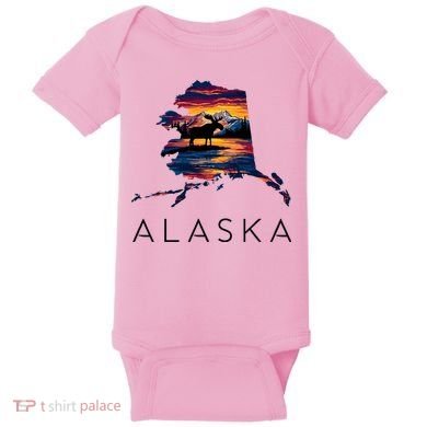 Alaskan Moose Animal Alaska Map Baby Bodysuit