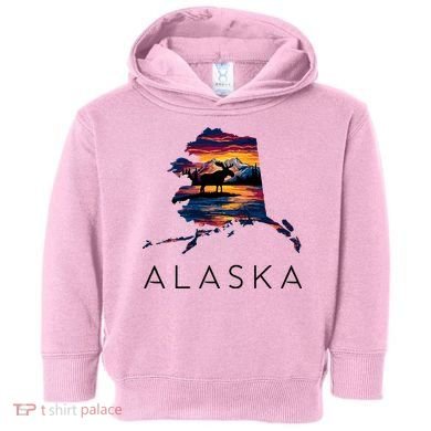 Alaskan Moose Animal Alaska Map Toddler Hoodie