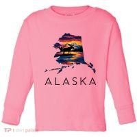 Alaskan Moose Animal Alaska Map Toddler Long Sleeve Shirt thumb 0