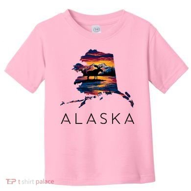 Alaskan Moose Animal Alaska Map Toddler T-Shirt