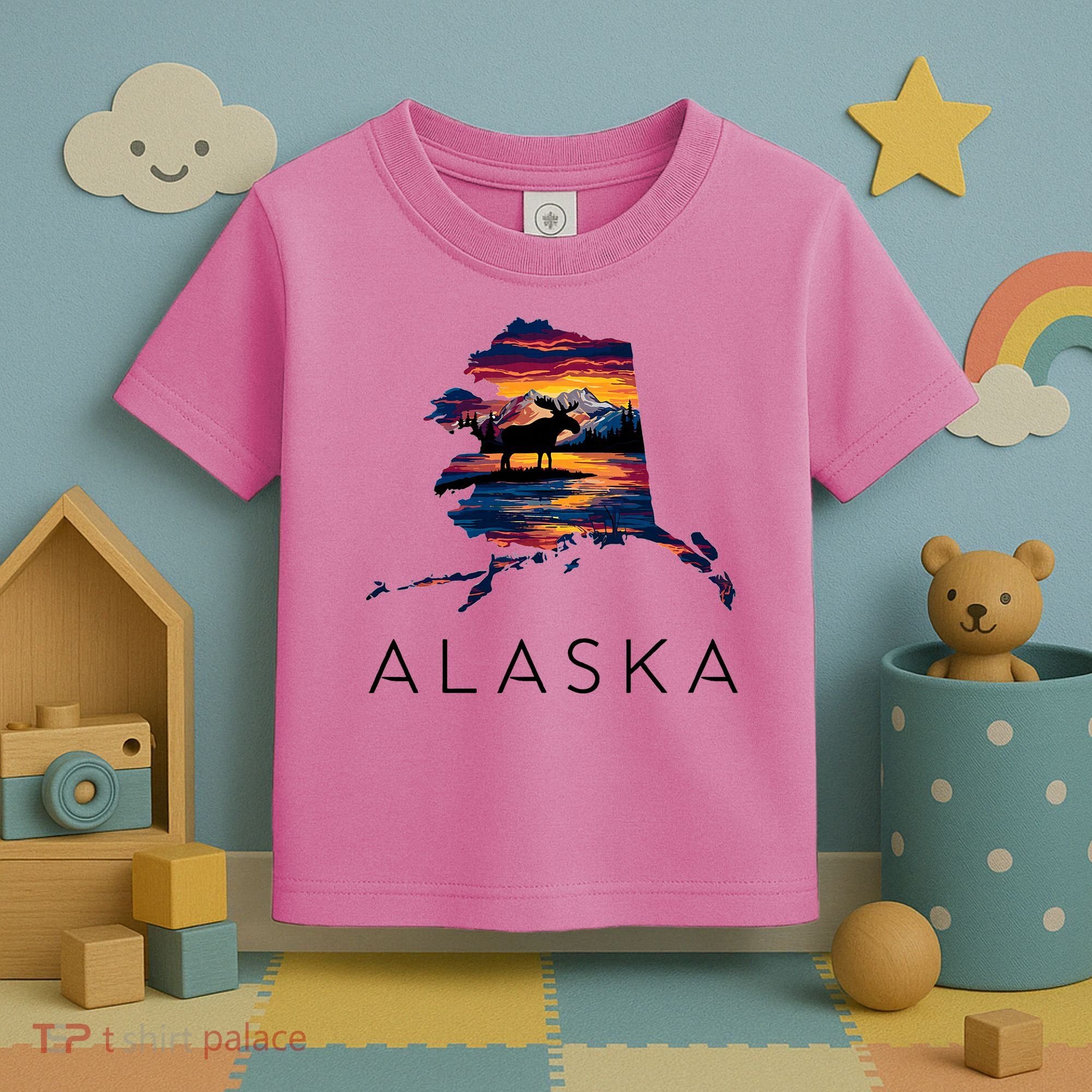 Alaskan Moose Animal Alaska Map Toddler T-Shirt