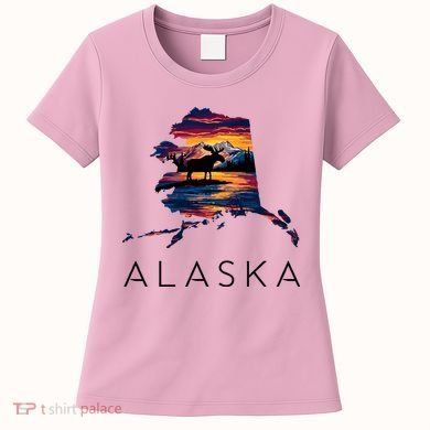 Alaskan Moose Animal Alaska Map Women's T-Shirt