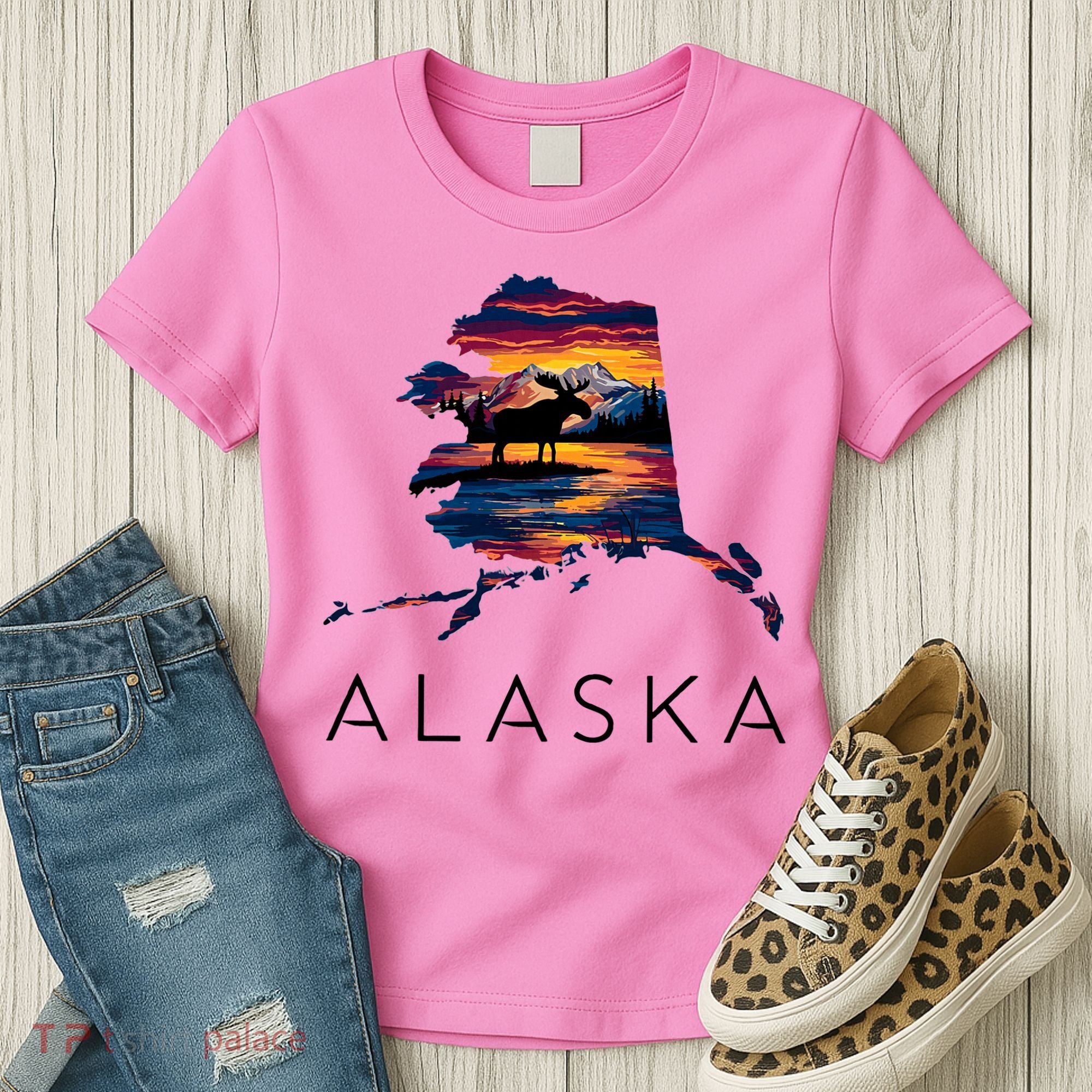 Alaskan Moose Animal Alaska Map Women's T-Shirt
