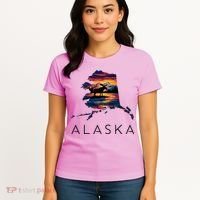 Alaskan Moose Animal Alaska Map Women's T-Shirt thumb 4