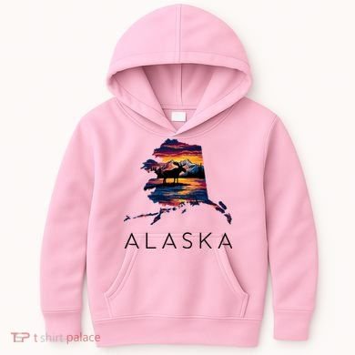 Alaskan Moose Animal Alaska Map Kids Hoodie