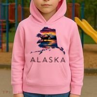 Alaskan Moose Animal Alaska Map Kids Hoodie thumb 2
