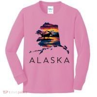 Alaskan Moose Animal Alaska Map Kids Long Sleeve Shirt thumb 0