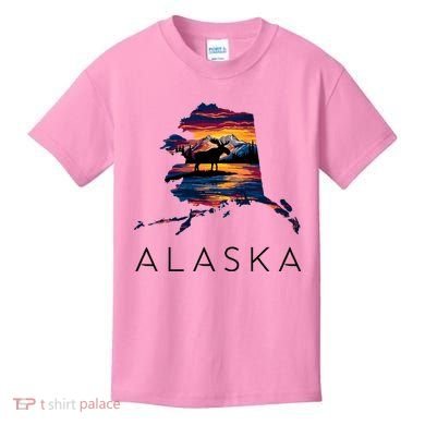 Alaskan Moose Animal Alaska Map Kids T-Shirt