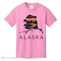 Alaskan Moose Animal Alaska Map Kids T-Shirt thumb 0