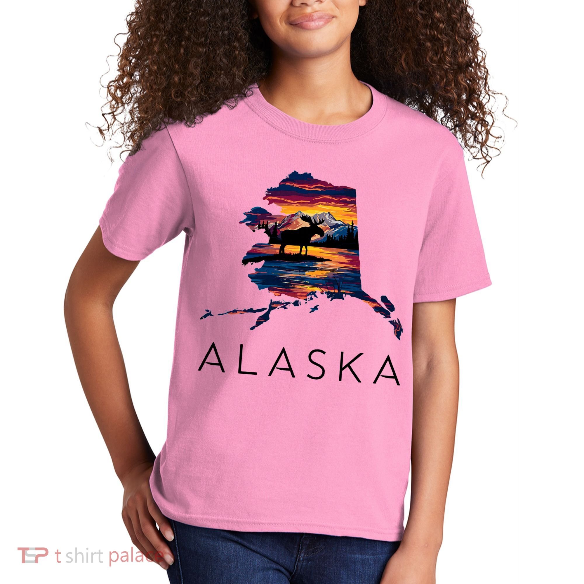 Alaskan Moose Animal Alaska Map Kids T-Shirt