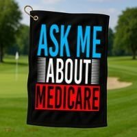 Ask Me About Medicare Insurance Agent Sales Marketing Golf Towel thumb 1