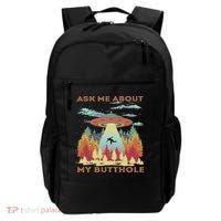 Ask Me About My Butthole Funny Alien Abduction Backpack thumb 0