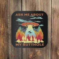 Ask Me About My Butthole Funny Alien Abduction Coaster thumb 0