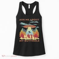 Ask Me About My Butthole Funny Alien Abduction Women's Tank Top thumb 0