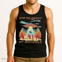 Ask Me About My Butthole Funny Alien Abduction Tank Top thumb 3