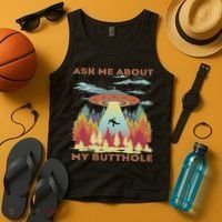 Ask Me About My Butthole Funny Alien Abduction Tank Top thumb 4