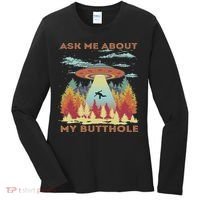 Ask Me About My Butthole Funny Alien Abduction Women's Long Sleeve Shirt thumb 0