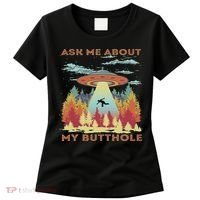 Ask Me About My Butthole Funny Alien Abduction Women's T-Shirt thumb 0