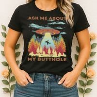 Ask Me About My Butthole Funny Alien Abduction Women's T-Shirt thumb 2
