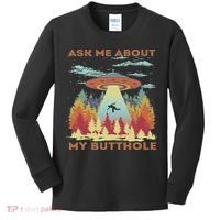 Ask Me About My Butthole Funny Alien Abduction Kids Long Sleeve Shirt thumb 0