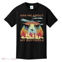 Ask Me About My Butthole Funny Alien Abduction Kids T-Shirt thumb 0