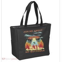 Ask Me About My Butthole Funny Alien Abduction Tote Bag thumb 2