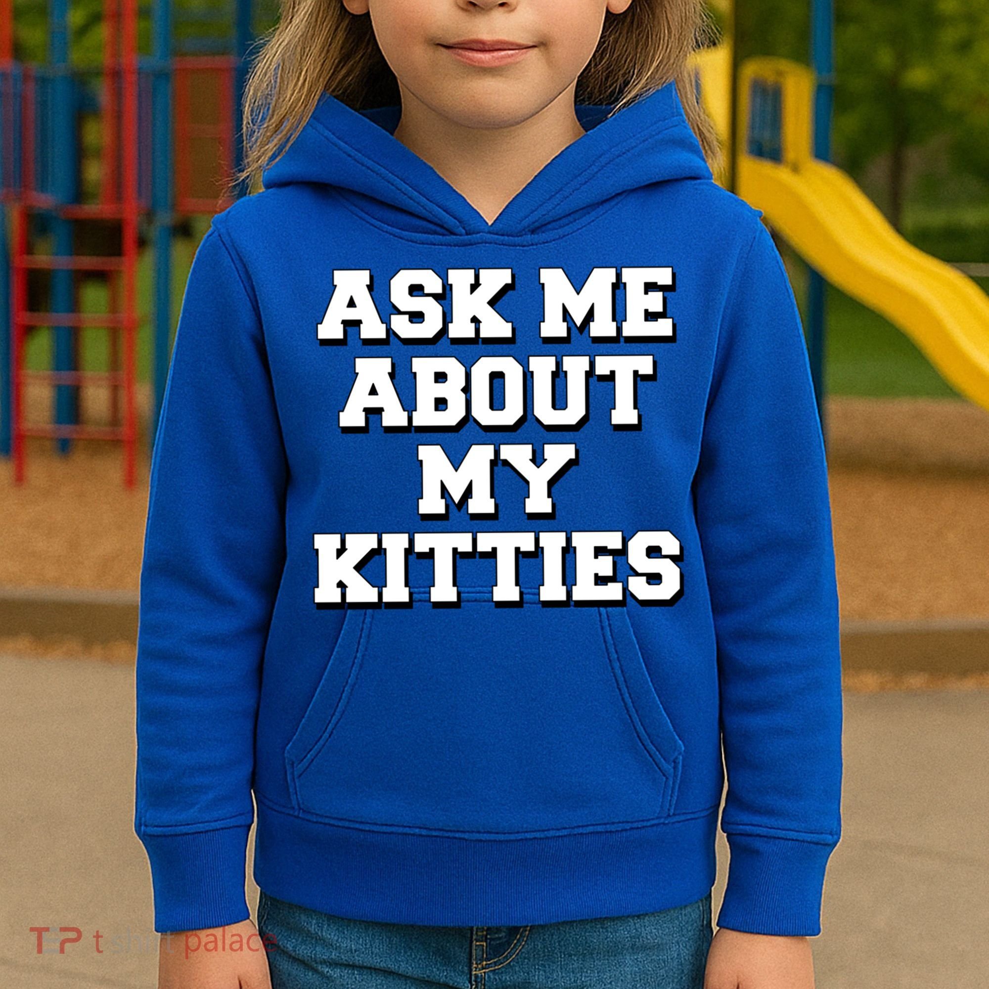 Ask Me About My Kitties Funny And Sarcastic Kitten Cat Lover Gift Kids Hoodie