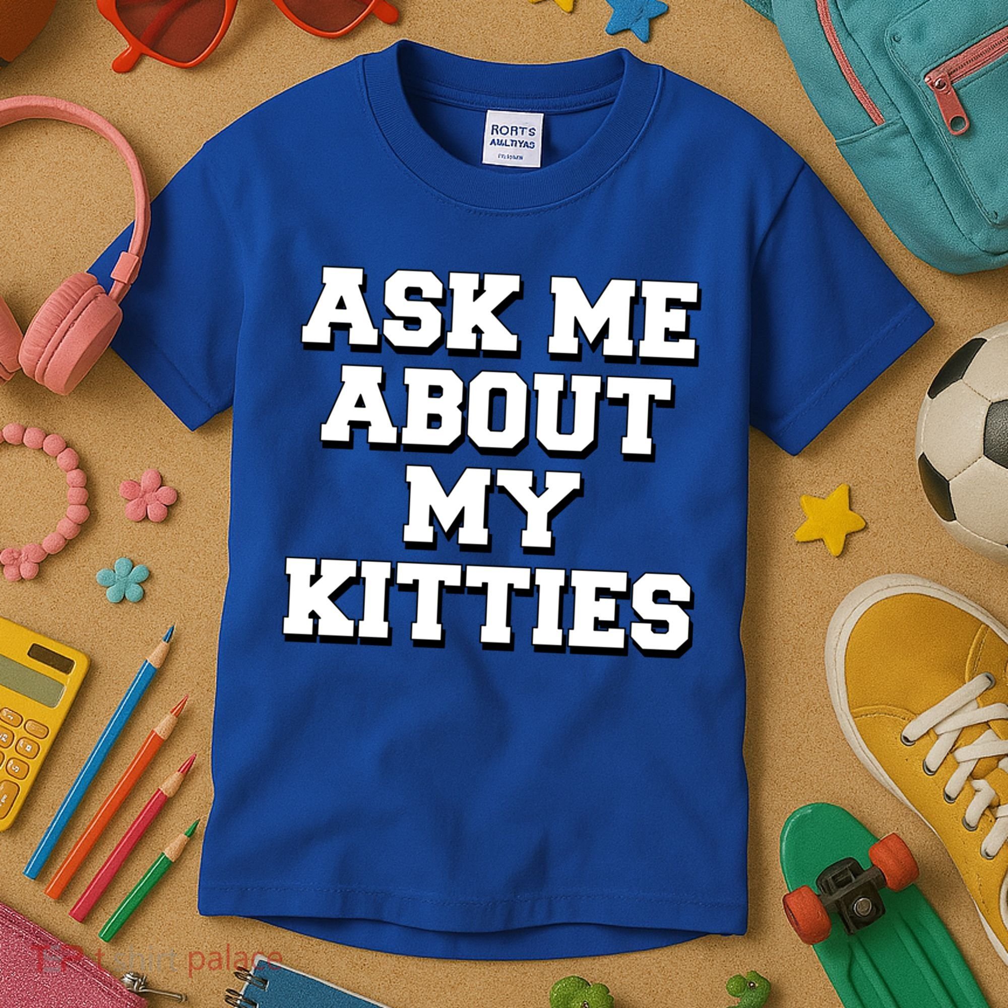 Ask Me About My Kitties Funny And Sarcastic Kitten Cat Lover Gift Kids T-Shirt