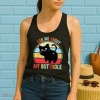 Ask Me About My Butthole Funny Cat Butt TShirt Women's Tank Top thumb 2