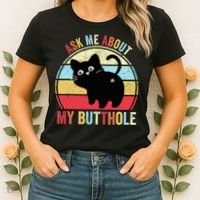 Ask Me About My Butthole Funny Cat Butt TShirt Women's T-Shirt thumb 2