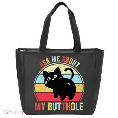 Ask Me About My Butthole Funny Cat Butt TShirt Tote Bag