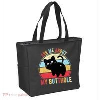 Ask Me About My Butthole Funny Cat Butt TShirt Tote Bag thumb 2