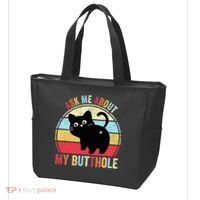 Ask Me About My Butthole Funny Cat Butt TShirt Tote Bag thumb 3