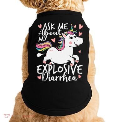 Ask Me About My Explosive Diarrhea Poop Meme Funny Unicorn Doggie Tank