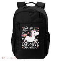 Ask Me About My Explosive Diarrhea Poop Meme Funny Unicorn Backpack thumb 0